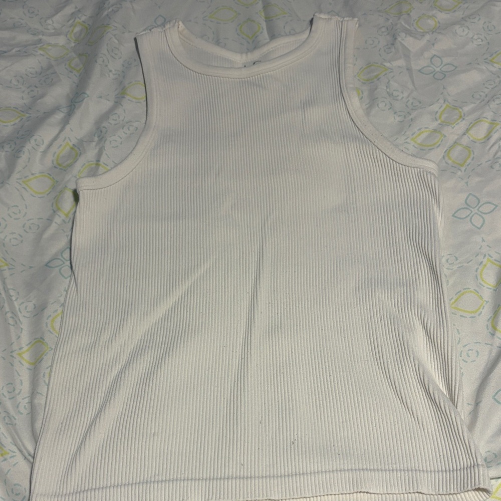 Classic White Ribbed Tank Top